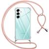 Pnakqil Cover per Samsung Galaxy A16 5G con Cordino, Trasparente Custodia con Laccio Tracolla Cellulare Girocollo Collana Protettiva per Samsung A16 5G 6.7, Rosa