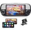 AneQu Autoradio Car play per Fiat 500 2007-2016 Bluetooth Android 13, per Fiat 5001DIN Stereo 7 4-Core 16 Go ROM Radio sostegno/NAVI/GPS/WiFi/BT/Radio/TPMS/FM/USB/DAB (nero)