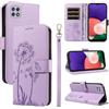 Bravoday Cover per Samsung Galaxy A22 5G, Custodia in PU Pelle Portafoglio Flip Schede con Slot per Carte, Magnetica Antiurto Cover per Galaxy A22 5G, Viola