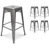 Kosmi - Set di 4 sgabelli da Bar in Metallo Grezzo, Aspetto galvanizzato, Altezza Sgabello 66cm Perfetto per un'isola della Cucina