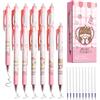 Shenkon Tech 12 Pezzi Penne Cancellabili Con 10 ricariche di ricambio,Stile Carino,0.5mm,Penna a Sfera Cancellabile, Asciugatura Ultra Rapida, per Studenti, Impiegati ecc (tea party)