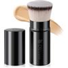 DUcare Pennello per Fondotinta, Pennello Retrattile con Coperchio, Pennello Kabuki, Pennello per Bronzer, Pennello da Viaggio Ideale per fondotinta liquidi (nero1)