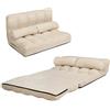 COSTWAY Divano Letto da Terra con 2 Cuscini, Divano Letto Pieghevole con Schienale Regolabile a 6 Livelli, Ideale per Camera da Letto e Soggiorno (Beige)