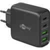 goobay Caricabatterie rapido USB-C PD Multiport 4 porte (68W)/2x USB-A 2x ingresso USB-C/erogazione potenza/alimentazione cavo ricarica iPhone, altri telefoni cellulari/caricabatterie cellulari/nero