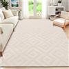 SHACOS Tappeto Camera da Letto Beige, Morbido Tappeti Salotto Moderni 120 x 160 cm, Antiscivolo Tappeto Lavabile in Lavatrice per Cameretta, Cucina, Geometrico Minimalista Rombo 3D