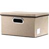 Prandom Scatola con coperchio pieghevole(confezione da 3),linen container, scatola porta oggetti decorative,Cachi(29x22x17)