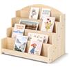 PUERSI Espositore per cartoline - Espositore legno a 4 ripiani | per negozi al dettaglio, venditori di biglietti di auguri, adesivi e cancelleria, porta cartoline, beige
