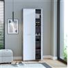 LBSIGN Armadio Scarpiera Multiuso 2 Ante 6 Ripiani 70x35x180h Nube Bianco E Cemento