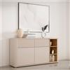LBSIGN Madia Moderna 160 Cm 2 Ante 2 Cassetti E Vani A Giorno Lehman Sabbia