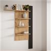 LBSIGN Mensola Verticale 4 Ripiani 132x22x190 Cm Lehman Rovere E Nero
