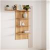 LBSIGN Mensola Verticale 4 Ripiani 132x22x190 Cm Lehman Rovere E Sabbia