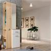 LBSIGN Mobile Ingresso 65x34x196 Con Specchio E Barra Appendiabiti Teka Bianco E Rovere