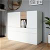 LBSIGN Mobile Soggiorno 120x40x110h 3 Ante 1 Cassetto Lewis Rovere E Grigio Chiaro