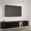LBSIGN Mobile TV Sospeso 3 Ante 215x40x40 Con Vano A Giorno Lehman Rovere Scuro