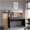 LBSIGN Scrivania Salvaspazio Estraibile Con Anta Laterale 154 Cm Drox Rovere E Grigio Scuro