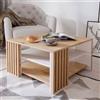 LBSIGN Tavolino Basso Da Salotto 80x80 Con Doghe Kave Rovere Artisan E Bianco