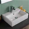 OGOMONDO Lavabo da appoggio ceramica bianco rettangolare lavandino bagno 58x46x16 cm