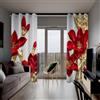 AiMiDian Tende oscuranti con motivo floreale rosso, lunghezza 213,4 cm, set di 2 pannelli, 107 x 213,4 cm, stampa 3D in rilievo con motivo floreale rosso e oro, tende oscuranti termiche per camera da letto e