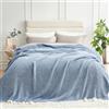 Snuggle Sac Coperta per letto queen size, blu mélange, double-face, super morbida, in microfibra, calda e accogliente, lavorata a maglia, coperta in peluche, blu, 90 x 90 cm