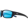 Revo Occhiali da sole Jasper: lente in cristallo polarizzato con grande cornice rettangolare avvolgente, cornice nera opaca con lente blu H20
