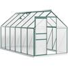 Easycomfort Serra da Giardino in Policarbonato 190x375x199cm, con Finestra Apribile e Porta Scorrevole, Struttura in Alluminio, Verde