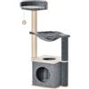 Easycomfort Albero Tiragraffi Multilivello per Gatti Adulti, Palestra per Gatti con Casetta, Amaca, Cuccia e Corde in Sisal, 48x34x95cm, Grigio