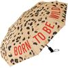 Fisura - Ombrello pieghevole originale "born to be wild" con stampa leopardata. Ombrello automatico da donna. Dimensioni da viaggio. Resistente al vento. 96 cm di diametro aperto.