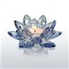 Kolnlala Portacandele in cristallo a forma di fiore di loto/portacandele in vetro, decorazione per Natale, casa, festa di nozze (blu, 1 pezzo)