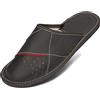 BeComfy Pantofole da Uomo Ciabatte in Pelle Naturale Scarpe da Casa Nero Marrone Rosso 40-50 EU (Nero, 48)