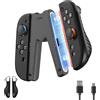 JEMDO Impugnatura Ricarica Joy Con 2 Ergonomica per Nintendo Switch 2, Magnetico Caricatore Controller Switch 2 USB-C e LED, presa antiscivolo, supporto posteriore rinforzato, da viaggio, nero