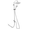 Cornat TECBW3414 - Sistema doccia Square Neo cromato - Soffione angolare & doccetta con 1 tipo di getto - anticalcare - Distanza tra i fori variabile/set completo doccia con tubo montante