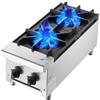VEVOR Fornello a Gas Commerciale con 2 Bruciatori, Piano Cottura a Gas Propano e Naturale, Piastra Riscaldante a Gas in Acciaio Inossidabile, Attrezzatura da Cucina Commerciale per Ristoranti, 14 KW