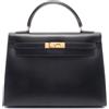 Hermès Pre-Owned - Borsa a tracolla Kelly Sellier 32 in pelle Box Calf 1996 - Donna - pelle di vitello/placcatura in oro - Taglia unica - Nero