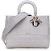 Christian Dior Pre-Owned - Borsa a tracolla Lady D Lite grande in tela ricamata con motivo Cannage 2020 - Donna - tela - Taglia unica - Grigio