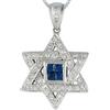 LB Exclusive - Collana Star of David in oro bianco 18 carati con diamanti e zaffiri - Donna - Zaffiro blu/diamanti/oro bianco 18kt - Taglia unica -