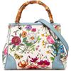 Gucci Pre-Owned - Borsa shopper Flora piccola in tela con manico in bambù 2000-2015 - Donna - tela/pelle di vitello - Taglia unica - Blu