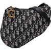 Christian Dior Pre-Owned - Borsa a tracolla Saddle in tela con motivo Oblique e tripla zip 2019 - Donna - pelle di vitello/tela - Taglia unica - Blu