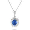 LB Exclusive - Collana in platino con diamanti e zaffiro - Donna - diamanti/Zaffiro blu/platino - Taglia unica - Argento