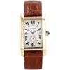 Cartier - Tank Américaine 24mm 1990 - unisex - pelle/vetro zaffiro/oro giallo 18kt - Taglia unica - Bianco