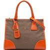 Prada Pre-Owned - Borsa a tracolla con zip anni '10-'25 - Donna - tela/pelle - Taglia unica - Marrone