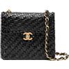 CHANEL Pre-Owned - Borsa a tracolla 2001 - Donna - vimini (naturale, veg.)/pelle/ottone placcato in oro 14kt - Taglia unica - Nero