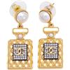 CHANEL Pre-Owned - Orecchini pendenti CC placcati oro con perle sintetiche e chiusura a pressione 2020 - Donna - placcatura in oro/Other - Taglia u...