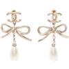 CHANEL Pre-Owned - Orecchini Coco Mark con pelle 1986-1988 - Donna - perla artificiale/placcatura in oro - Taglia unica