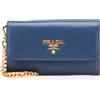 Prada Pre-Owned - Portacarte Saffiano on Chain anni '00-'25 - Donna - pelle - Taglia unica - Blu