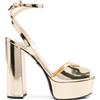 Prada Pre-Owned - Sandali con logo triangolo 100mm - Donna - pelle di vitello/pelle verniciata/pelle di vitello - 40 - Oro