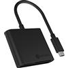 ICY BOX Lettore di schede SD con USB-C, USB 3.0 per SD, Micro SD o CF, Cavo Integrato, in Alluminio, Nero