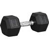 HOMCOM Manubrio da 12.5 kg Esagonale Singolo con Impugnatura Zigrinata Antiscivolo, Nero