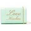Love Moschino Borsa verde menta da donna lettering metallo dorato Lovely Love UNI