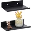 AHANDMAKER 2 mensole galleggianti in metallo per parete, 20 x 9,9 cm, mensole da parete in metallo nero, piccoli organizzatori da collezione, ripiani universali per cucina, camera da letto, soggiorno,