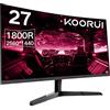 KOORUI 27E6QCA 27 Pollici Monitor, Schermo Gaming1500R 2560X1440 (QHD), 180HZ 1ms, DCI-P3 90%, Pannello ultra Sottile, Inclinazione Regolabile, Supporta HDMI/DP